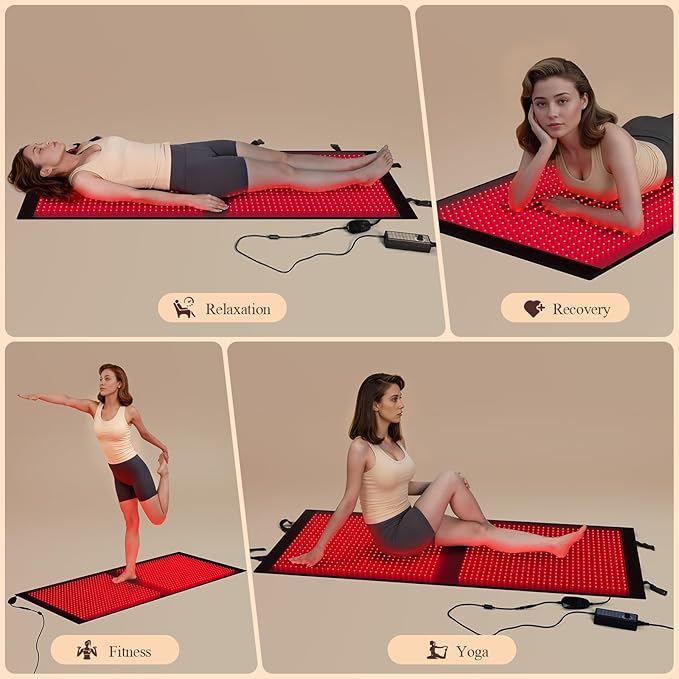 Red-Light Therapy Mat for Full Body: 67''X33'' Infrared Blanket - 660nm &amp 850nm Dual Wavelength with 1140pcs LEDs Pad Wrap Back Hip Knee Legs for Women for Home Use