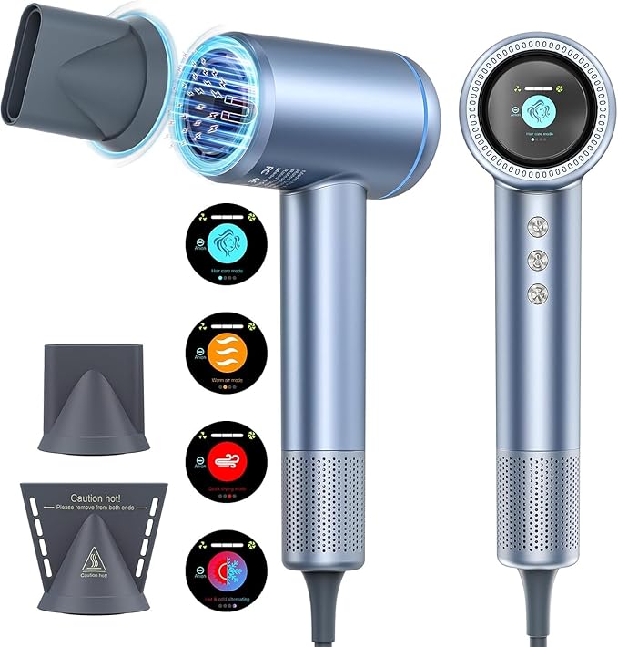 High Speed Hair Dryer and 6 in 1 Curling Wand with Bubble Curling
