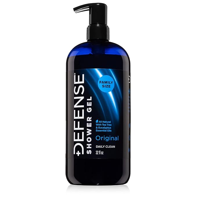 Defense Soap Body Wash 32 oz Body Wipes 40 Count (Pack of 2) - Natural Shower Gel with Tea Tree Oil Eucalyptus Oil Rosemary and Aloe Vera