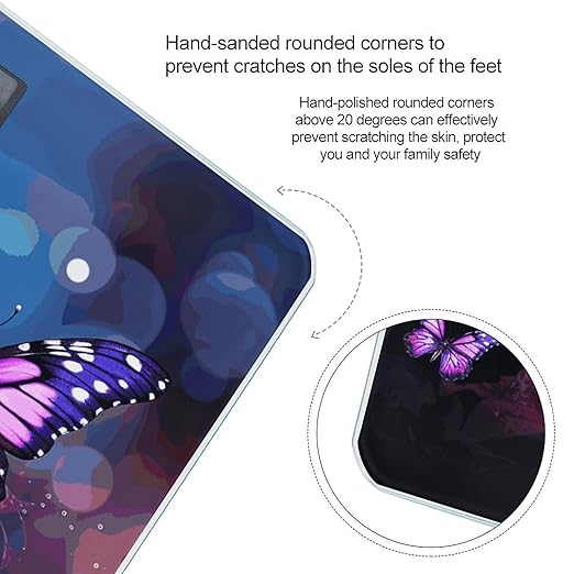 Purple Butterflies Bathroom Scale Ultra-Bright Liquid Crystal Screen Weight Scale Accurate Bathroom Body Scales for Body Weight Bathroom Pet Home Bedroom Gift-Giving