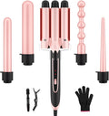 5 in 1 Curling Iron Set with 3 Barrel Curling Iron and 4 Interchangeable Ceramic Fast Heat Wand Hair Crimper Dual Voltage Hair Waver with Protective Glove &amp 2 Clips (Curling Wand （0.5-1.25)