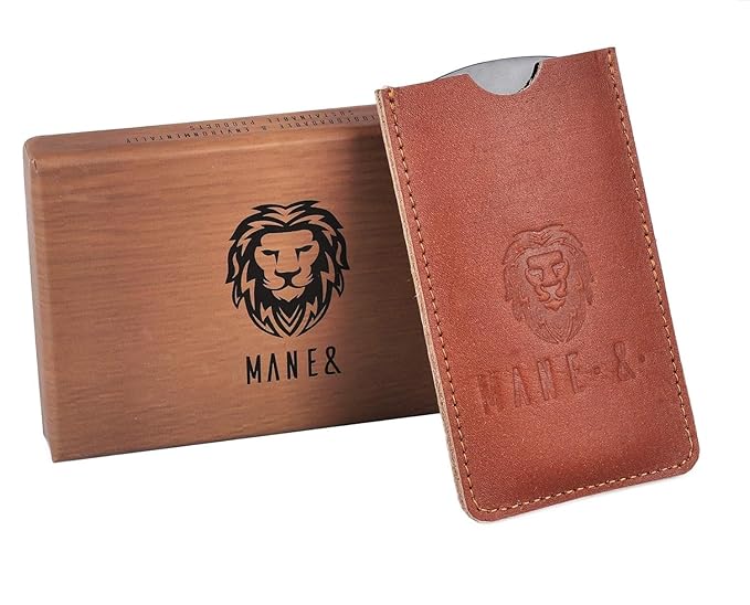 Premium 100% Oxhorn Dual-Action Beard Comb with Genuine Leather Case – the Perfect Beard Grooming Gift for Men by Man &amp Mane.
