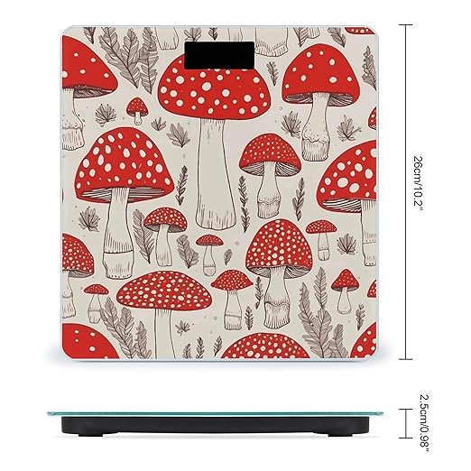 Digital Bathroom Scale for Body Weight Scale with Bright LCD Display High Accuracy Step-On Technology Auto On/Off Red White Mushroom Digital Scales 400 Lbs /180kg