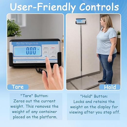 Extra Wide Heavy Duty Scale for Body Weight 300kg/660 Lb Bariatric Scale w. Wall Mount External Digital Display for Plus Size Person Elderly Doctor Office