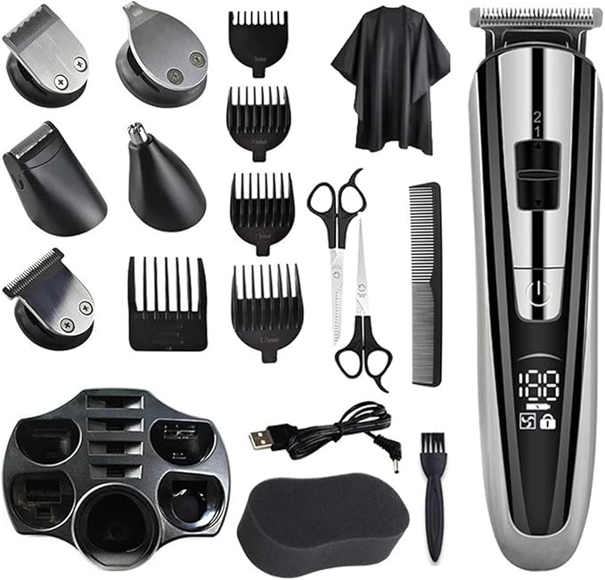 Razors 5 in 1 Hair Cutting MachineMultifunctional Trimmer for MenTrimmer for Nose and EarsRechargeable Hair Clipper.(Professional Set)