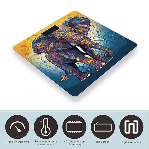 Digital Bathroom Scale for Body Weight Scale with Bright LCD Display High Accuracy Step-On Technology Auto On/Off Colorful Elephant Digital Scales 400 Lbs /180kg