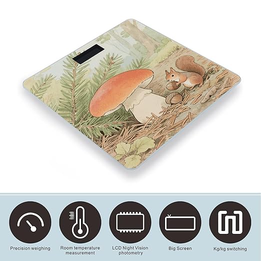 Vintage Mushroom Weight Scale Large Bathroom Scales Digital Weight with Bright LED Display Non Slip Automatic Weighing Scale Fashion Weighing Machine for Body