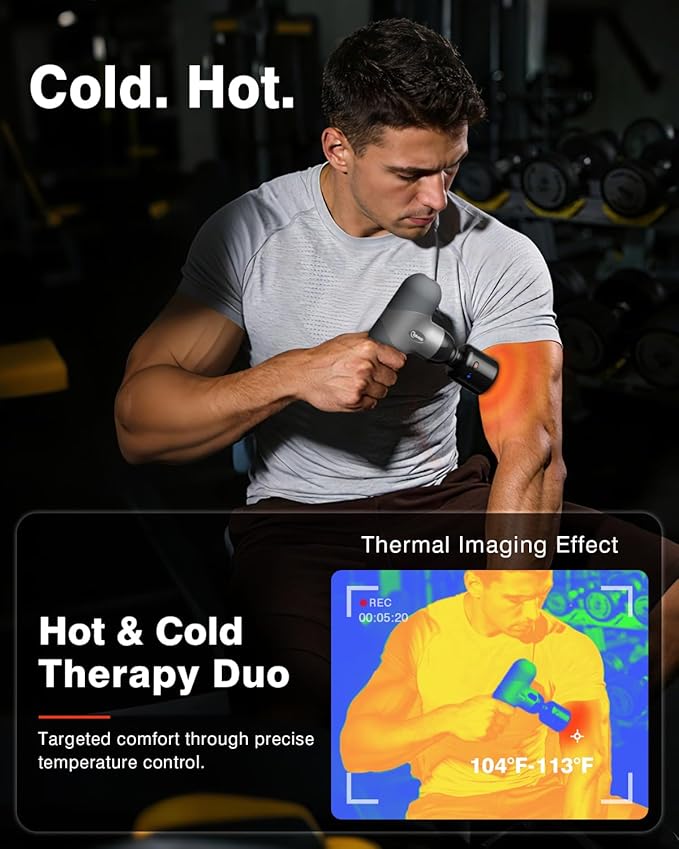 cotsoco Mini Massage Gun with Heat and Cold Therapy for Muscle Recovery Pocket-Sized Deep Tissue Massager Portable Percussion Massage Gun for Pain Relief Birthday Gifts for him her