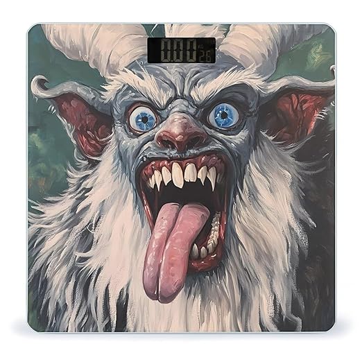 Funny Krampus Digital Bathroom Scale for Body Weight Lighted LCD Display Round Corner