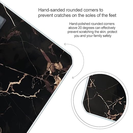 Black Gold Marble Bathroom Scale Ultra-Bright Liquid Crystal Screen Weight Scale Accurate Bathroom Body Scales for Body Weight Bathroom Pet Home Bedroom Gift-Giving