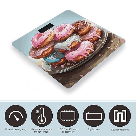 Cartoon Donuts Bathroom ScaleHighly Accurate Digital Weighing Machine for People Bright LED Display Weight Scale for The Aldult Home Use