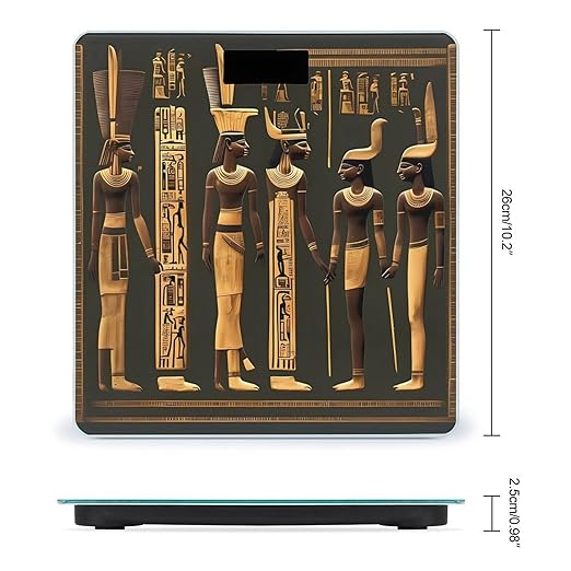 Digital Bathroom Scale for Body Weight Scale with Bright LCD Display High Accuracy Step-On Technology Auto On/Off Ancient Egyptian Hieroglyph Digital Scales 400 Lbs /180kg