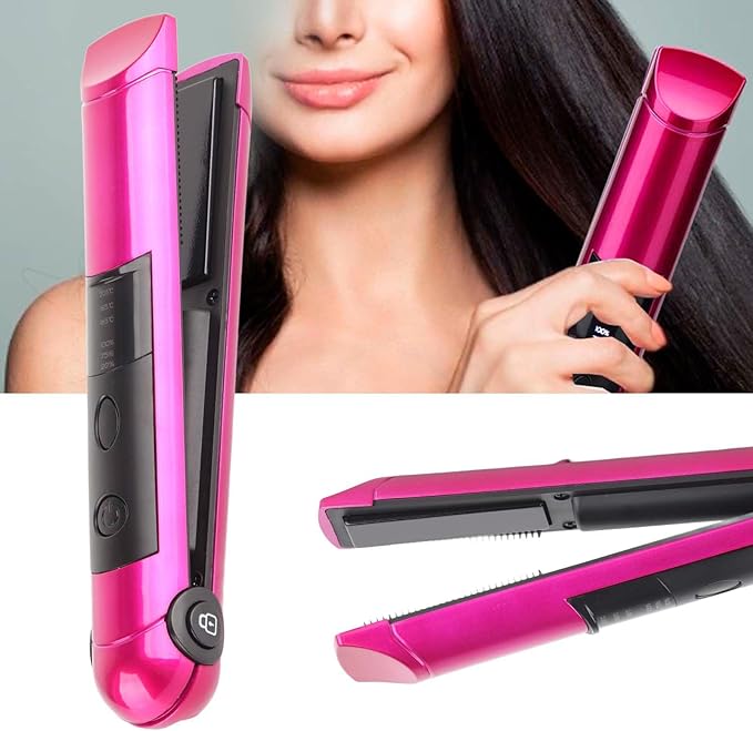 USB Rechargeable Multifunctional Mini Hair Straightener Curler Hair Styling Tool Curling Straight Dual Use Curling Iron for Home