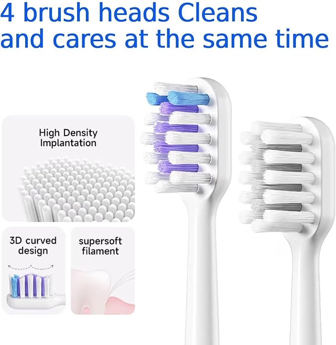 X1 Sonic Electric Toothbrush for Adults - Sweeping &amp Vibrating Rechargeable 4 Brush Heads 5 Cleaning Modes 60-Day Battery Life &amp IPX7 Waterproof Design (Silver)