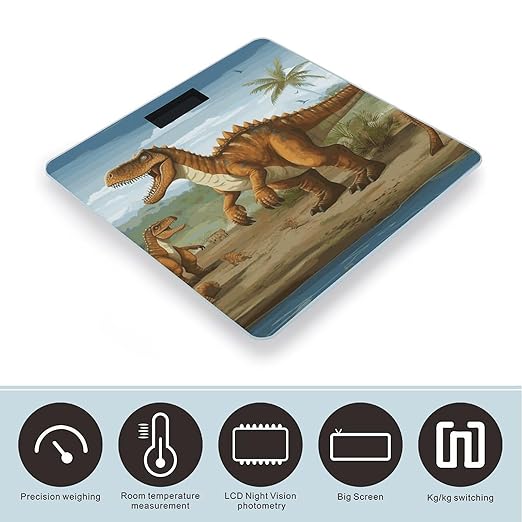 Jurassic Period Dinosaur Smart Scale for Body Weight Accurate Bathroom Scale with LED Display Digital Weight Scales Weighing Machine High Precision Scales for Bath Home