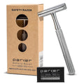 Parker 78R Double Edge Safety Razor with 5 Safety Razor Blades Women &amp Men’s Safety Shaving Razor Reusable Razor Plastic Free – CHROME