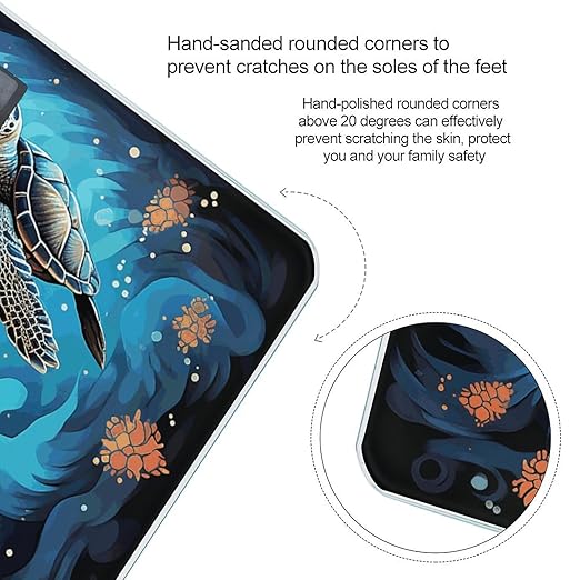 Sea Turtle Boho Style Scale for Body Weight Anti-Slip Digital Bathroom Scale Sturdy Toughened Glass Weighing Scales High Precision Safe Rounded Corners Smart Scales