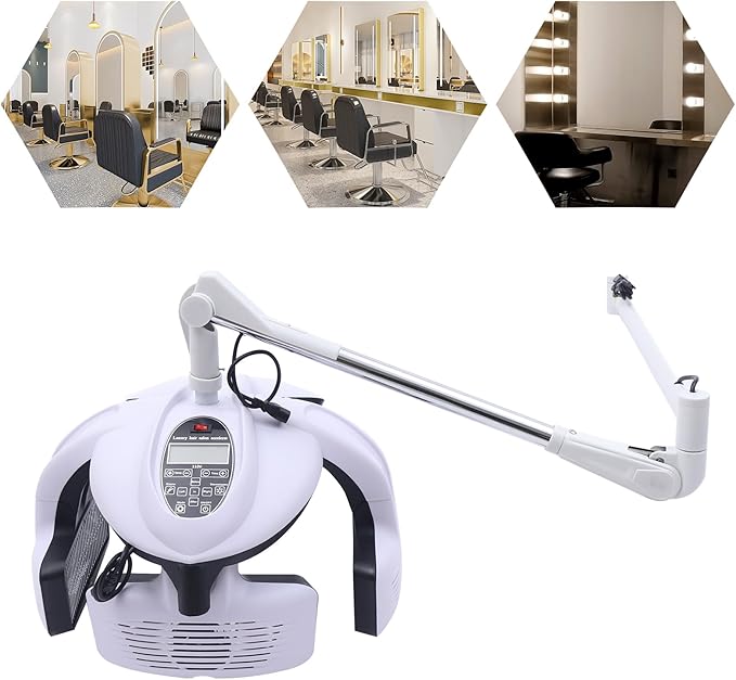 Hairdressing Dryer 1500W Wall Mounted Hair Dryer Salon Infrared Rolling Hood Hair Dryer Multi-Functional Hair Dry Processor with 5 Heated Plates Adjustable for Barbershops