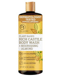 Dr. Jacobs Naturals Pure Castile Soap Liquid Body Wash Almond - Plant Based Castile Soap Infused with Vitamin E and Aloe Vera to Moisturize Dry and Sensitive Skin - Made in The USA - 32 oz Pack of 1