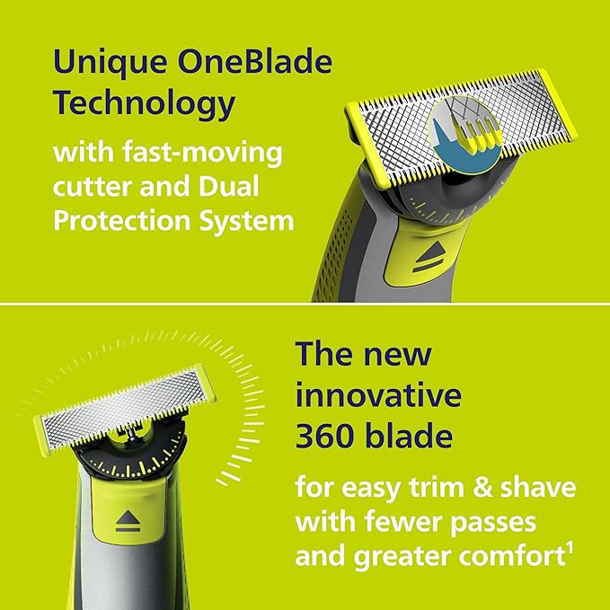 Philips Norelco OneBlade Travel Kit Bundle - Philips Norelco OneBlade 360 Face Hybrid Electric Trimmer &amp Shaver QP2724/90 + Travel Case. QP401/90