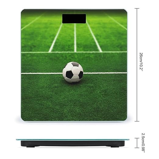 Green Grass Field Soccer Playground The Ball Scale for Body Weight High Precision Digital Weight Scales with LCD Display Anti-Slip Sturdy Slim Tempered Glass Bathroom Scale for Home Use