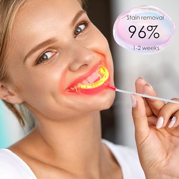 Red Light Therapy for Gums Toothache Relief Periodontal Light Bleeding Gums Gum Health Red Light with adapters for USB/C iPhone and Android from (White)