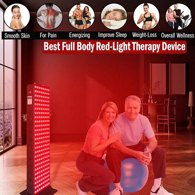Red Light Therapy Device for Full Body 630nm 660nm 810nm &amp 850nm Near Infrared Dual-Chip Clinical Grade LED Panel for Smooth Skin Weight &amp Pain Management and Overall Wellness (1000-Watt