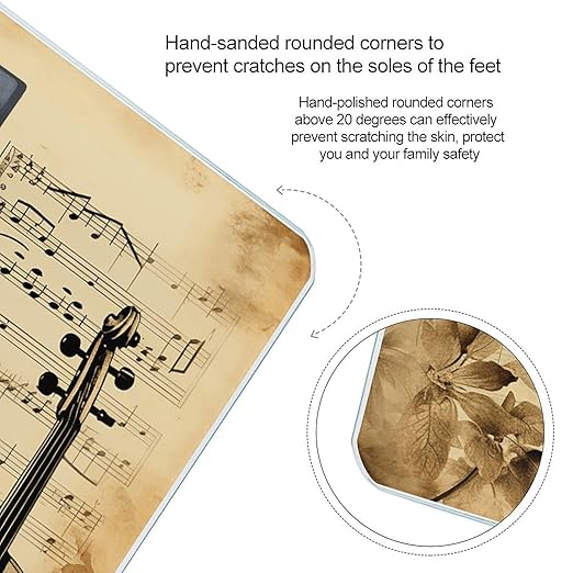 Music Notes on Old Paper Bathroom Scale for Body Weight LCD Display Digital Bathroom Scale Tempered Glass Bathroom Weight Scales Fashion Smart Scales for Home Bedroom 400 Lb