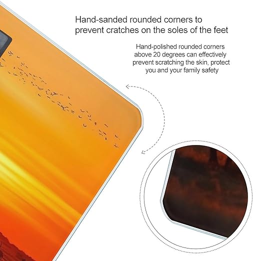 African Animal Sunset Scale for Body Weight High Precision Digital Weight Scales with LCD Display Anti-Slip Sturdy Slim Tempered Glass Bathroom Scale for Home Use