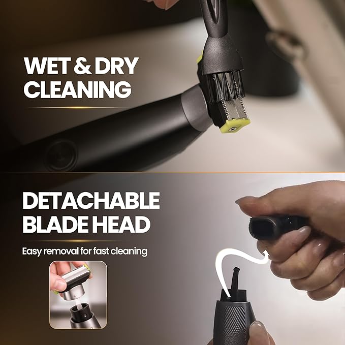 Body Hair Trimmer for Men Electric Shaver for Pubic &amp Groin Hair Ball Groomer Beard Chest Legs Sensitive Areas with Skin-Safe Dual Blades Waterproof Wet-Dry IPX6 Rechargeable USB-C 3 Combs