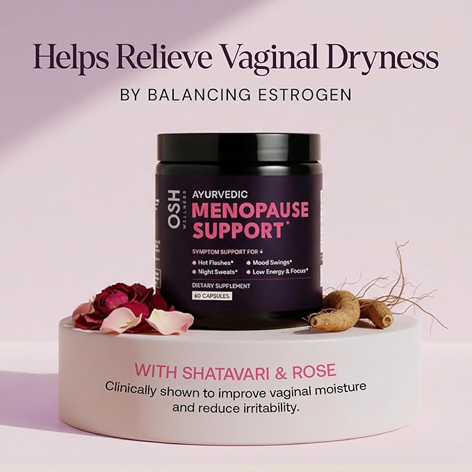 Menopause Supplements for 45+ Women | Hot Flash Night Sweat &amp Mood Swing Relief | Ayurvedic Herbal Blend with Shatavari Ashwagandha Black Cohosh | Eases Dryness &amp Boosts Libido | 60 Capsule