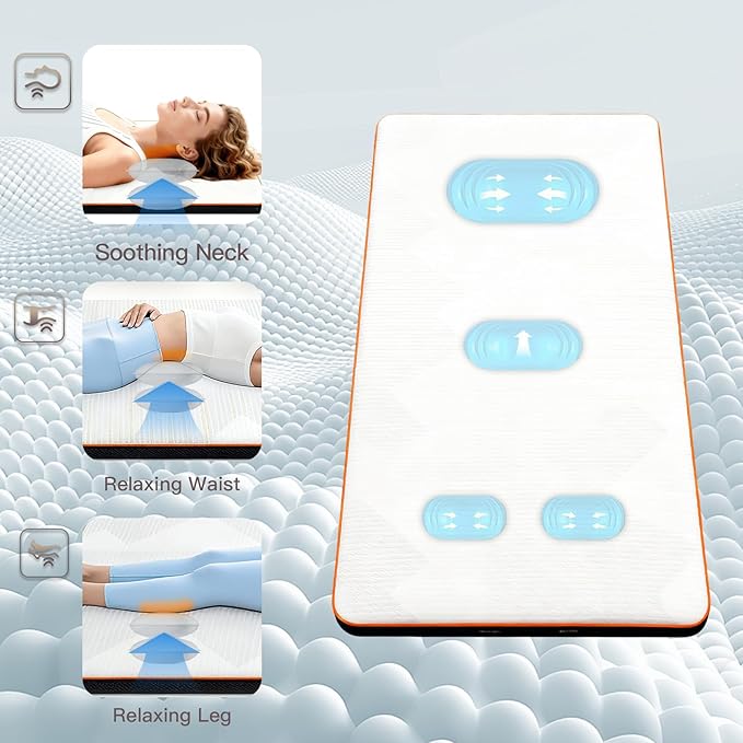 F&ampG Full Body Massage Heating Mat Heating Massage Mattress with 9 Airbags Improving Sleep 3 Modes 3 Heating to Relieve Discomfort in Shoulders Waist and Legs for Home UseSize(38x80)