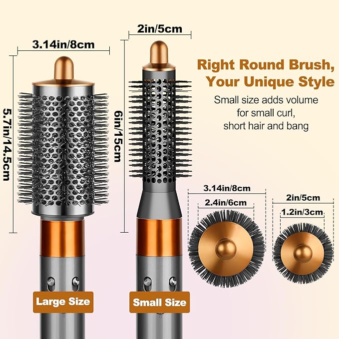 Small Round Volumizng Brush and Blade Concentrator Attachment for Dyson Airwrap HS01 HS05 HS08 for a Smooth More Aligned Finish and Defined Bouncy Curls