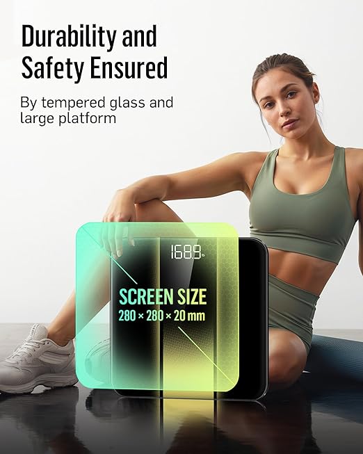 RunStar Digital Bathroom Scale for Body Weight with High Precision Clear LED Backlight Display Accurate Scale with 6mm Tempered Glass 400lb