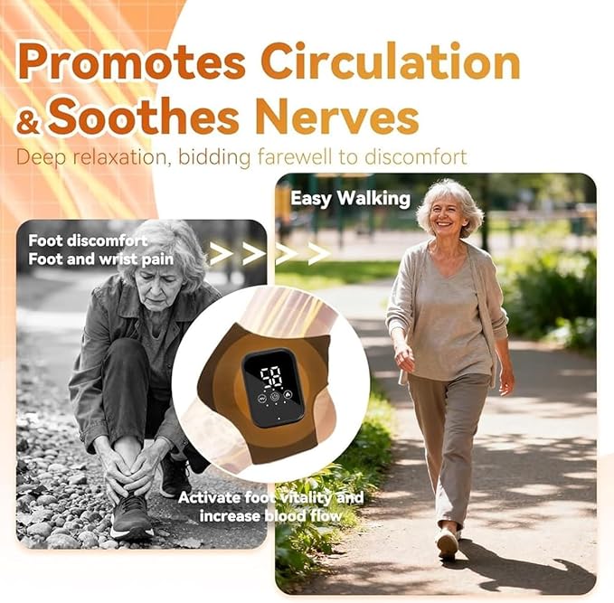 Foot Triple Method Massager Cordless Ankle Wrap Massager with 3 Heat &amp 3 Vibration Modes Portable Rechargeable Foot Pain Relief for Home &amp Office (Gray 2 PCS)