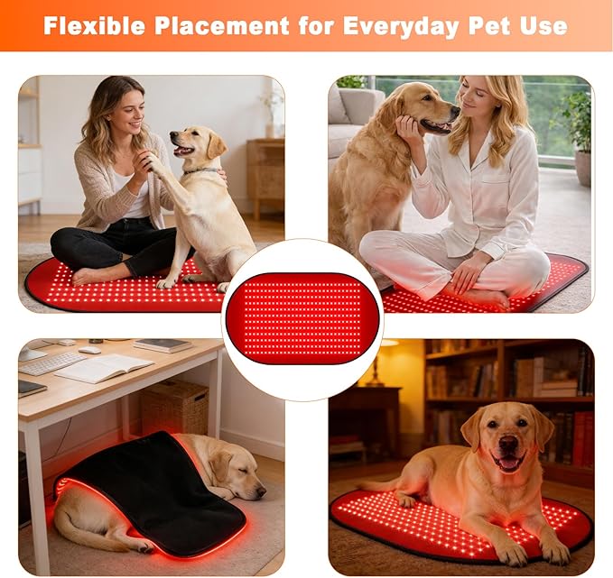 Red Light Therapy Mat for Dogs 23.6 x 39.4 Inches Pet Light Therapy Mat 360 LED Beads 660nm &amp 880nm Light Timer and Controller for Dog Back Waist Legs