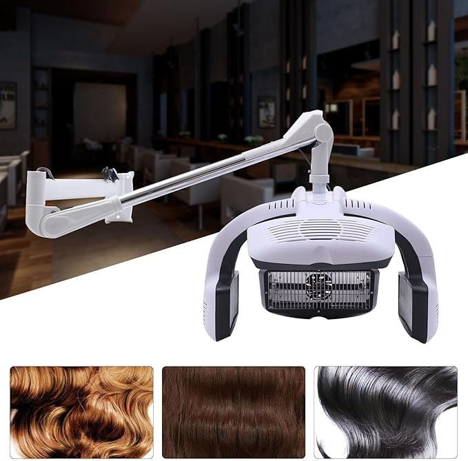 Wall Mounted Hair Dryer Professional Hair Dryer Heater 110V 1250W Hair Hood Dryer w/LCD Display Adjustable Swing Arm Hair Dryer Hair Processor for Hair Salon White