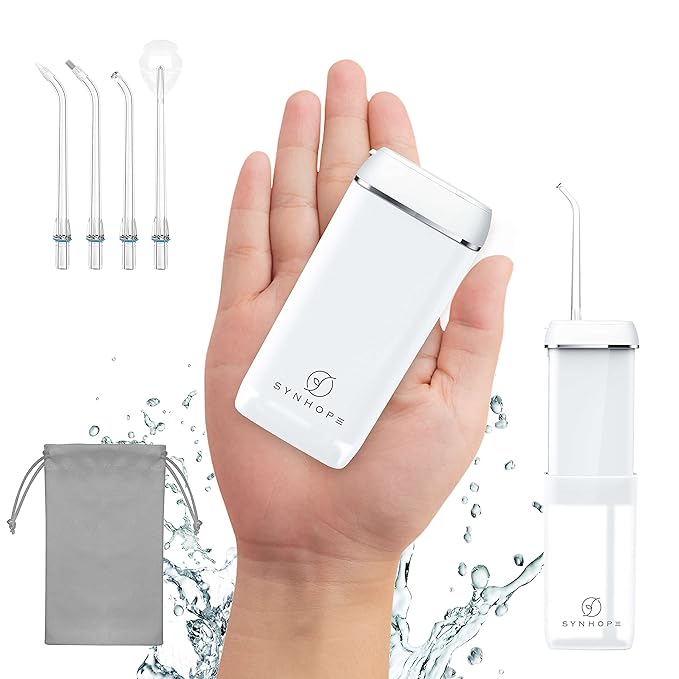 Water Flosser [ Mini Cordless Portable ] Oral Irrigator Water Teeth Cleaner Pick Telescopic Water Tank 3 Modes &amp IPX7 Waterproof Home &amp Travel Water Floss for Teeth Braces Bridges Care (Wh