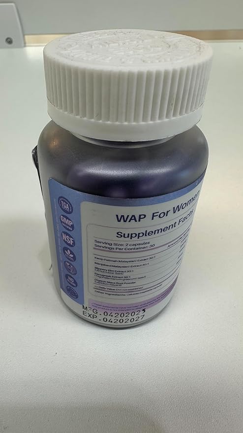 Vaginal Moisturizer Kacip Fatimah 1000mg &amp Manjakni 200mg for Female Health Slippery Elm for Women Vegan 120 Capsules