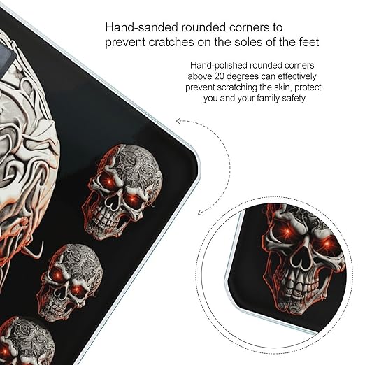 Evil Skull Bathroom Scale Ultra-Bright Liquid Crystal Screen Weight Scale Accurate Bathroom Body Scales for Body Weight Bathroom Pet Home Bedroom Gift-Giving