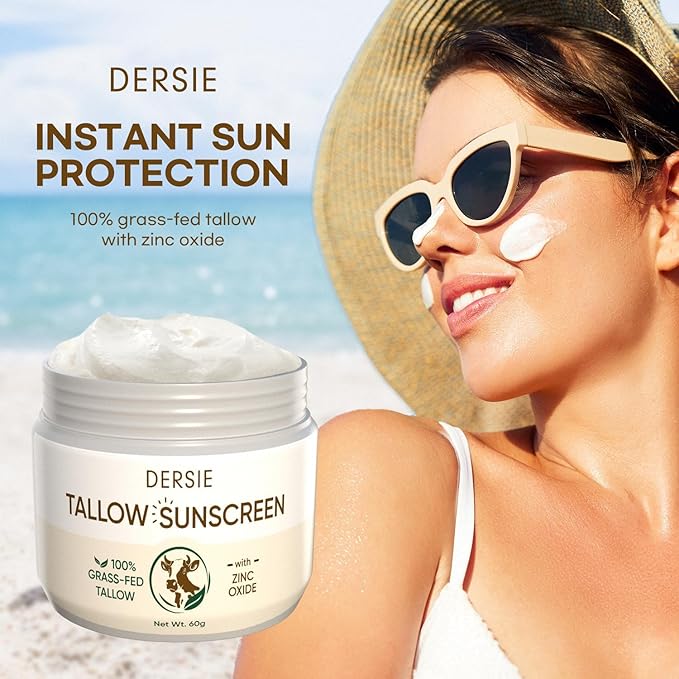 Dersie Tallow Sunscreen SPF 30 – Mineral UV Defense with Non-Nano Zinc Oxide – Face &amp Body Sun Protection for Adults &amp Kids (2.12 Ounce (with Tallow Balm))