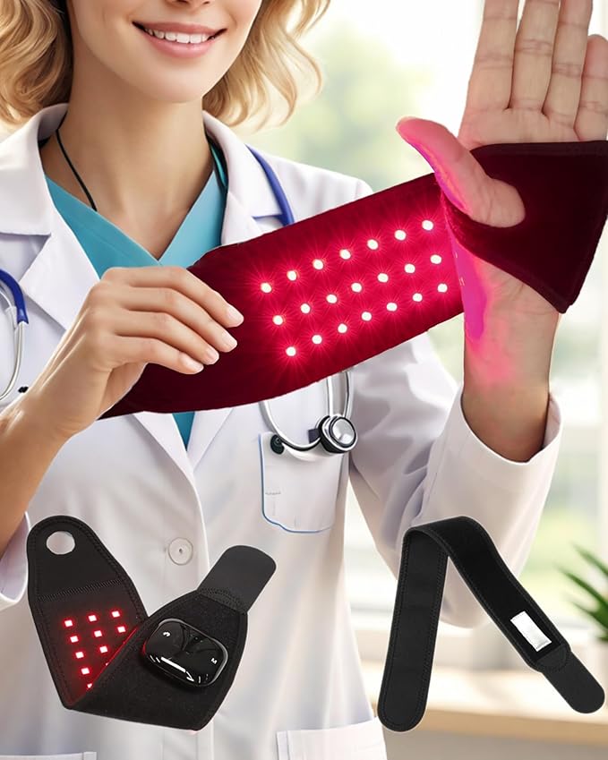 Red Light Therapy Belt with Heat &amp Vibration Massage Extended 60cm Band for Neck Back Thigh &amp Wrist Versatile Therawrap for Muscle Recovery &amp Full Body Relief FDA Cleared