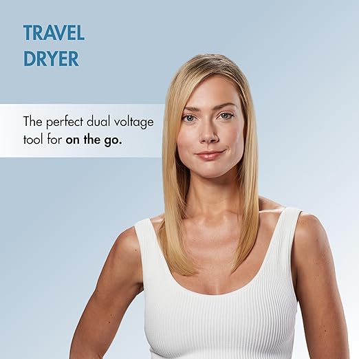 Nano Titanium Travel Hair Dryer 1000 Watt Professional Blow Dryer with Concentrator Nozzle Foldable Handle Dual Voltage