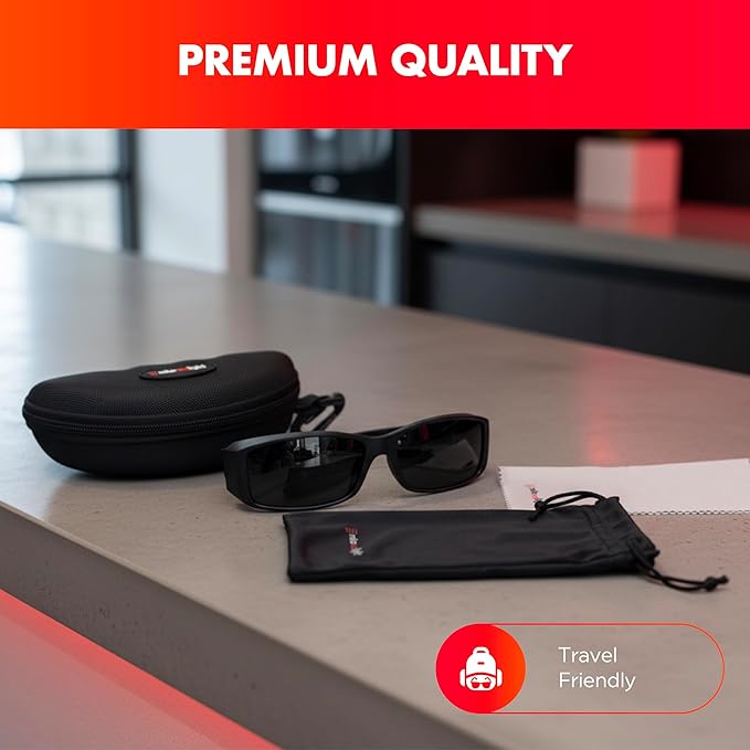 Mito Red PRO Red Light Therapy Glasses with Dark &amp Extra Dark Lenses Eye Protection for Red Light (600nm-900nm) Goggles