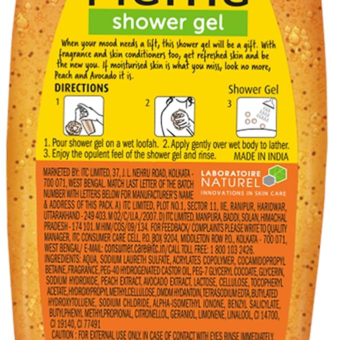 Fiama Shower Gel Peach &amp Avocado Body Wash with Skin Conditioners For Soft Moisturised Skin 500ml (16.90 Oz) Pump