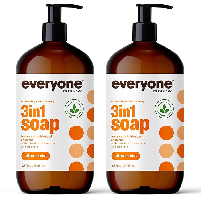 Everyone 3-in-1 Soap Body Wash Bubble Bath Shampoo 32 Ounce (Pack of 2) &amp 3-in-1 Kids Soap Body Wash Bubble Bath Shampoo 32 Ounce (Pack of 2)