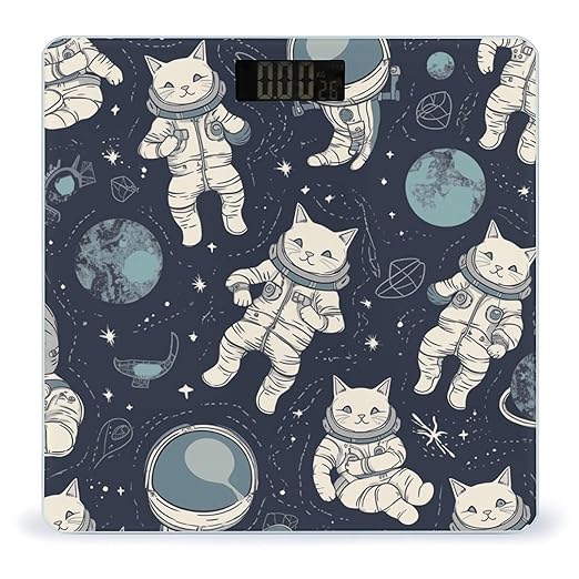 Fun Cat Astronaut Bathroom Scale Ultra-Bright Liquid Crystal Screen Weight Scale Accurate Bathroom Body Scales for Body Weight Bathroom Pet Home Bedroom Gift-Giving
