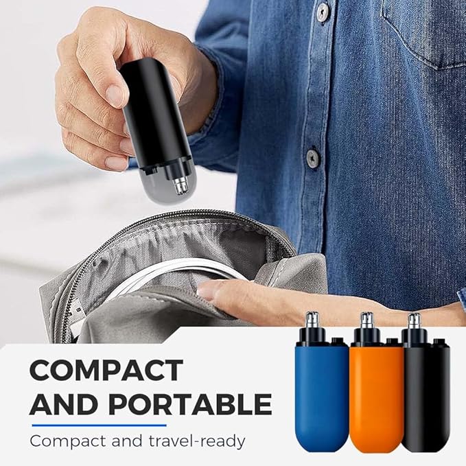 Drkicsy Rechargeable Portable Nose Hair Trimmer for Men and Women Electric Nose Hair Remover Nasal Hair Cutter Shaver (Black with 2 Shaver Heads)