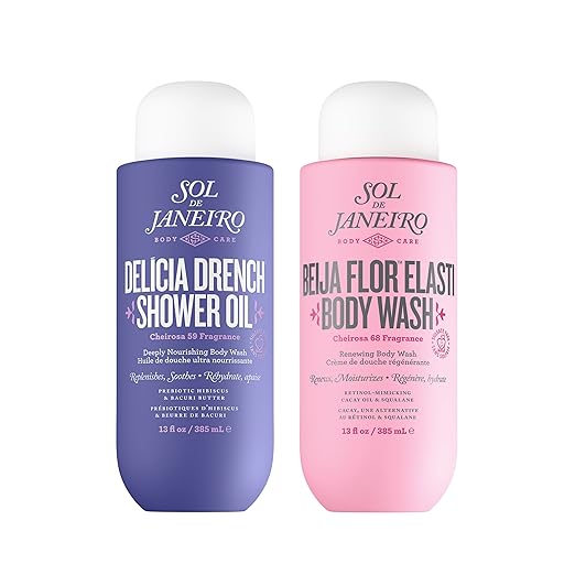 Sol de Janeiro Moistuizing Shower Duo | Delicia Drench Shower Oil &amp Beija Flor Elasti Body Wash | Cheirosa 59 &amp 68 | 13 fl oz. | Amazon Exclusive