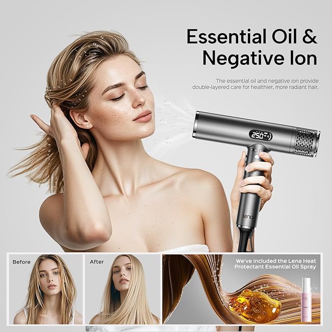 Foldable hair Dryer with Diffuser - 1600W Professional High Speed Blow Dryer with Comb100000RPM Fast Drysalon-quality results4 Temps &amp 3 SpeedsLow Noise Portable for Home &amp Travel &amp